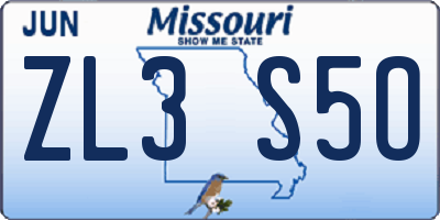 MO license plate ZL3S5O
