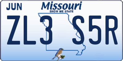 MO license plate ZL3S5R
