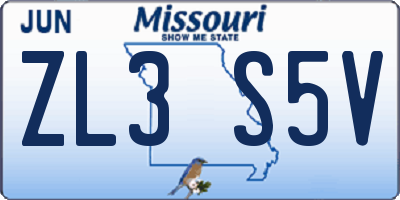 MO license plate ZL3S5V