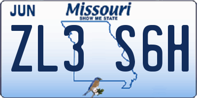 MO license plate ZL3S6H