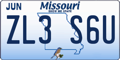 MO license plate ZL3S6U