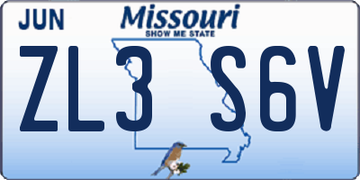 MO license plate ZL3S6V