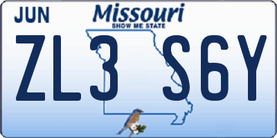 MO license plate ZL3S6Y