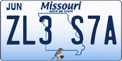 MO license plate ZL3S7A