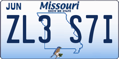 MO license plate ZL3S7I