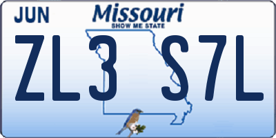 MO license plate ZL3S7L