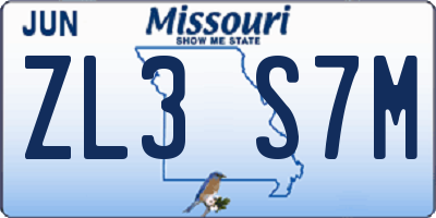 MO license plate ZL3S7M