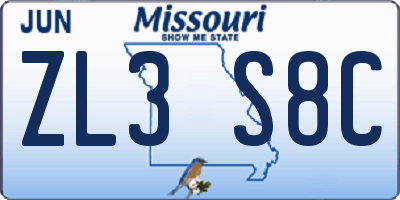 MO license plate ZL3S8C