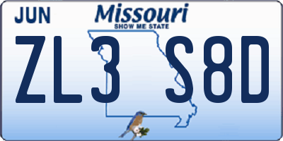 MO license plate ZL3S8D