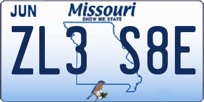 MO license plate ZL3S8E