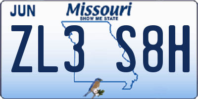 MO license plate ZL3S8H