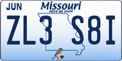 MO license plate ZL3S8I