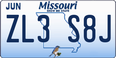 MO license plate ZL3S8J