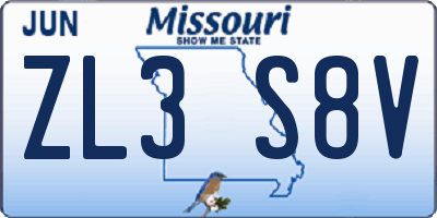 MO license plate ZL3S8V