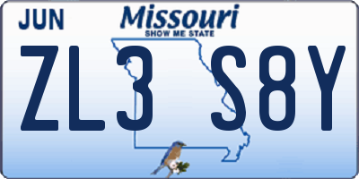 MO license plate ZL3S8Y