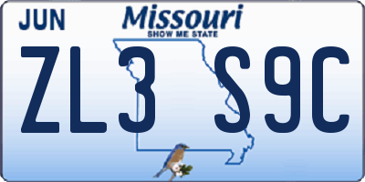 MO license plate ZL3S9C