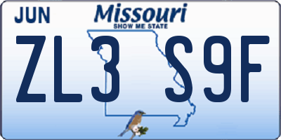 MO license plate ZL3S9F