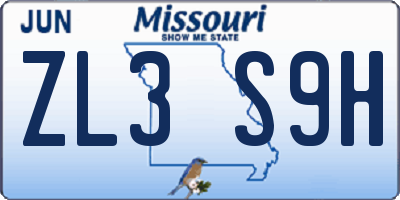 MO license plate ZL3S9H
