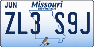MO license plate ZL3S9J