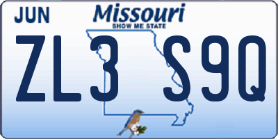 MO license plate ZL3S9Q