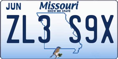 MO license plate ZL3S9X