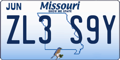 MO license plate ZL3S9Y