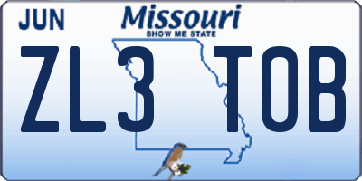 MO license plate ZL3T0B