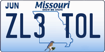 MO license plate ZL3T0L