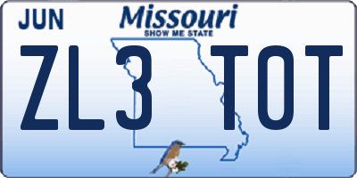 MO license plate ZL3T0T