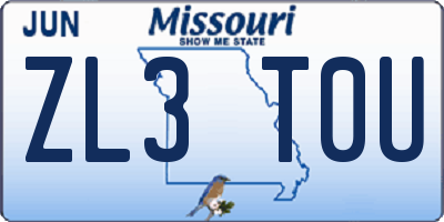 MO license plate ZL3T0U