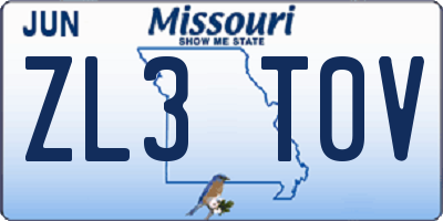 MO license plate ZL3T0V
