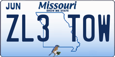 MO license plate ZL3T0W
