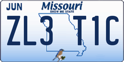 MO license plate ZL3T1C