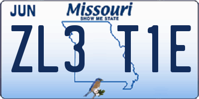 MO license plate ZL3T1E