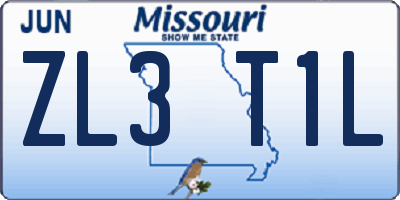 MO license plate ZL3T1L