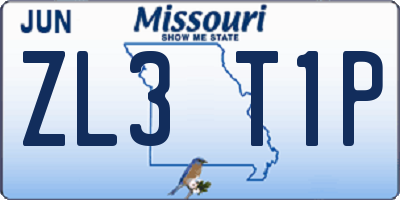 MO license plate ZL3T1P