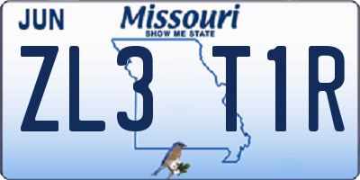 MO license plate ZL3T1R