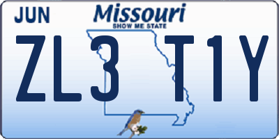 MO license plate ZL3T1Y