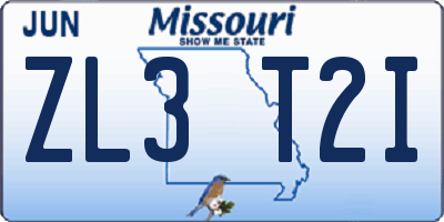 MO license plate ZL3T2I