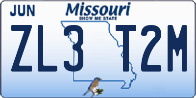 MO license plate ZL3T2M