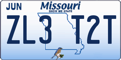 MO license plate ZL3T2T