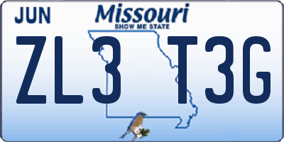 MO license plate ZL3T3G
