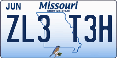 MO license plate ZL3T3H