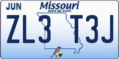 MO license plate ZL3T3J