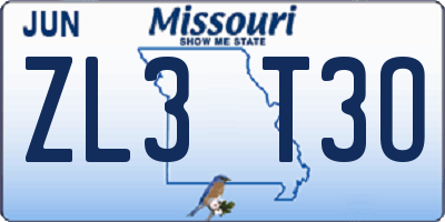MO license plate ZL3T3O