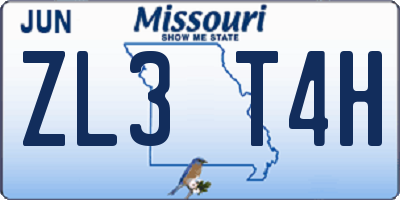 MO license plate ZL3T4H