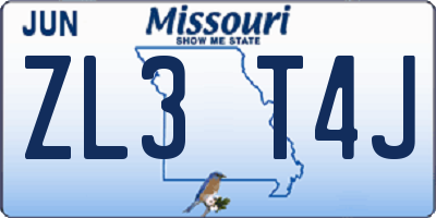 MO license plate ZL3T4J