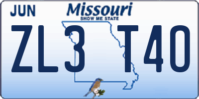 MO license plate ZL3T4O