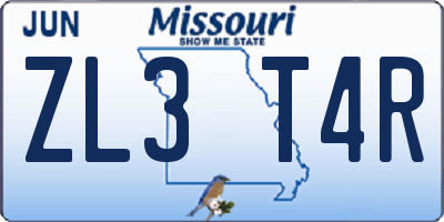MO license plate ZL3T4R