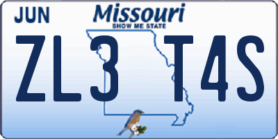 MO license plate ZL3T4S